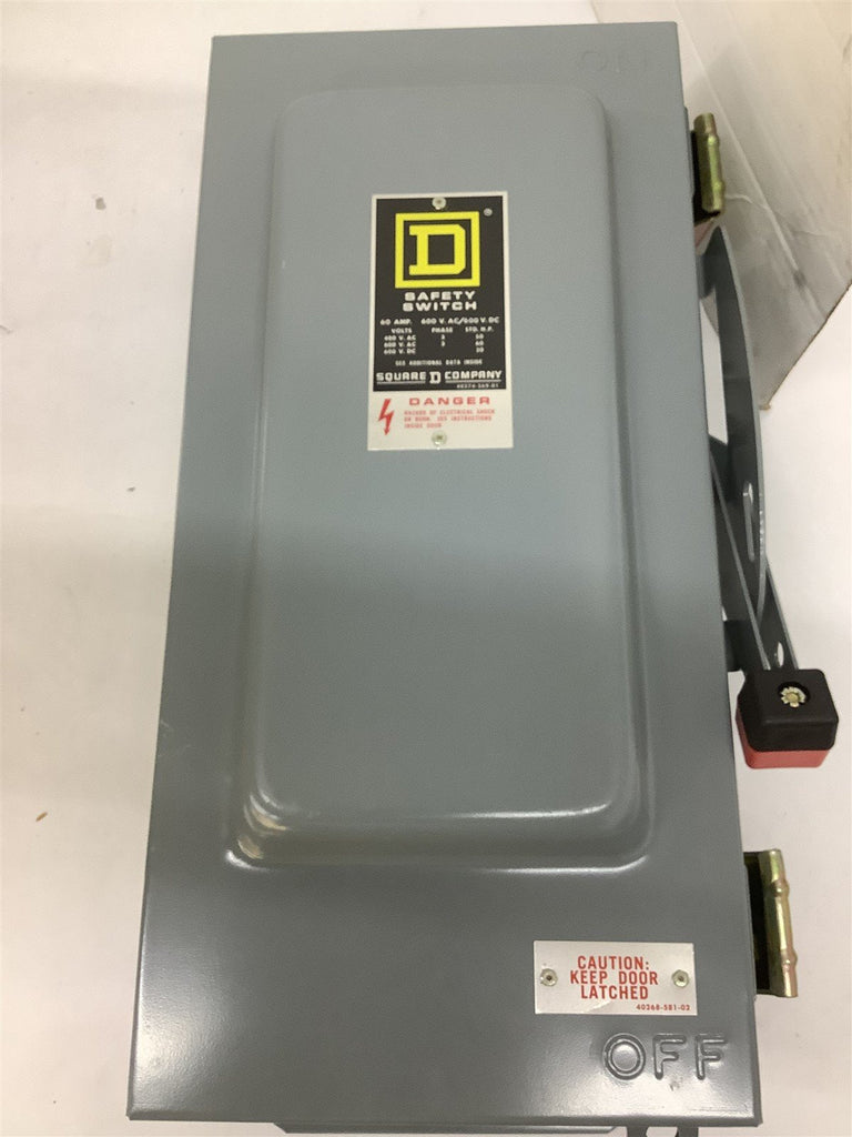 Square D HU-362-AWK Heavy Duty Safety Switch 60 Amp 600 V