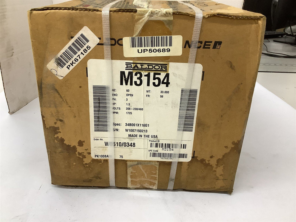 Baldor M3154 AC Motor 1.5 Hp 208-230/460 V 1800 Rpm 4P 56 3 Ph 60 Hz Open