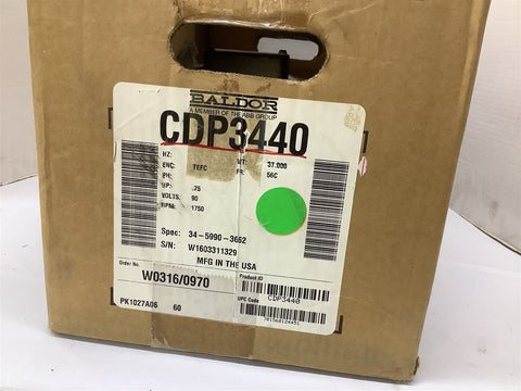 Baldor CDP3440 DC Motor .75HP 90V 1750RPM 56CFR TEFC 7.6AMPS
