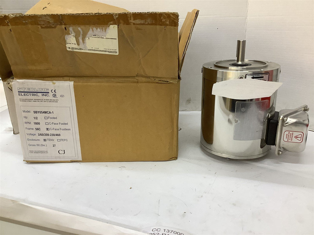 Sterling SBY054MCA-1 AC Motor 1/2HP 1800RPM 56CFR 208-230/460 TENV