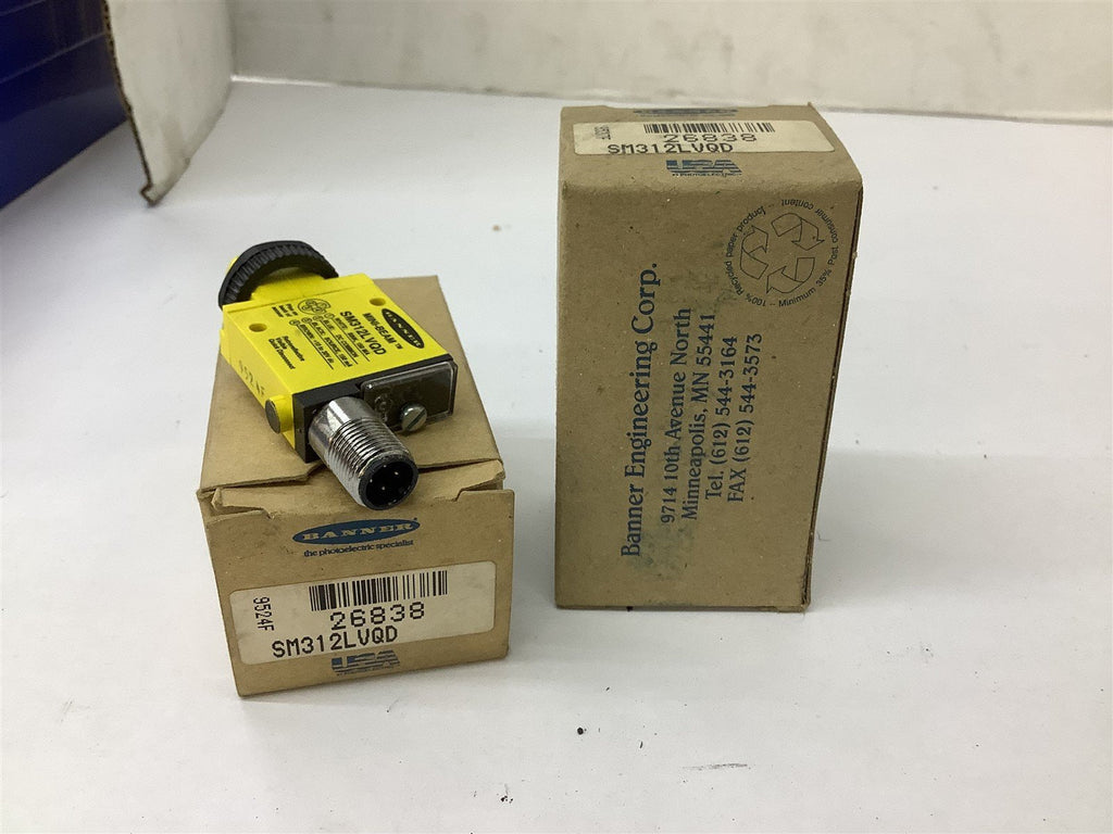 Banner SM312LVQD 26838 Mini Beam Sensor Lot Of 2