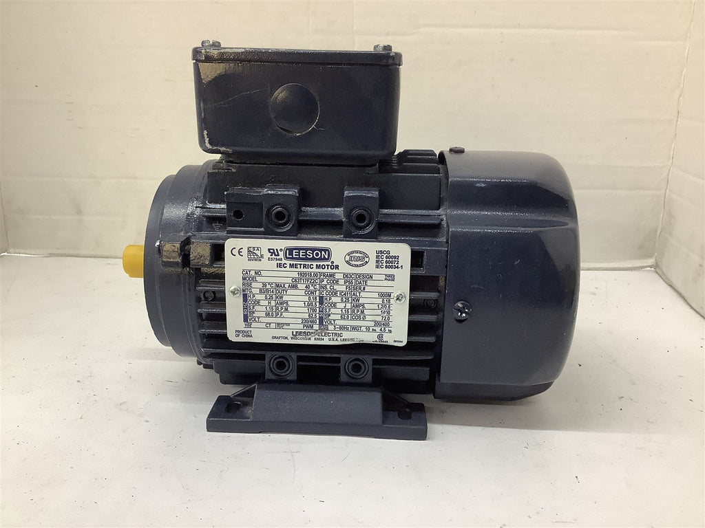 LEESON 192018.00 1/4HP .18KW 1700/1380RPM 230/460V 3PH