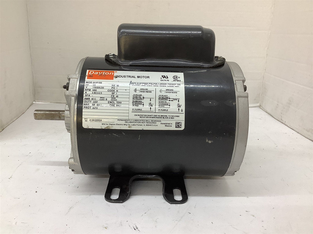 Dayton 6K481BB AC Motor 1/3 HP 115/208-230 V 3450 RPM 2P 48FR 1PH 60Hz TENV