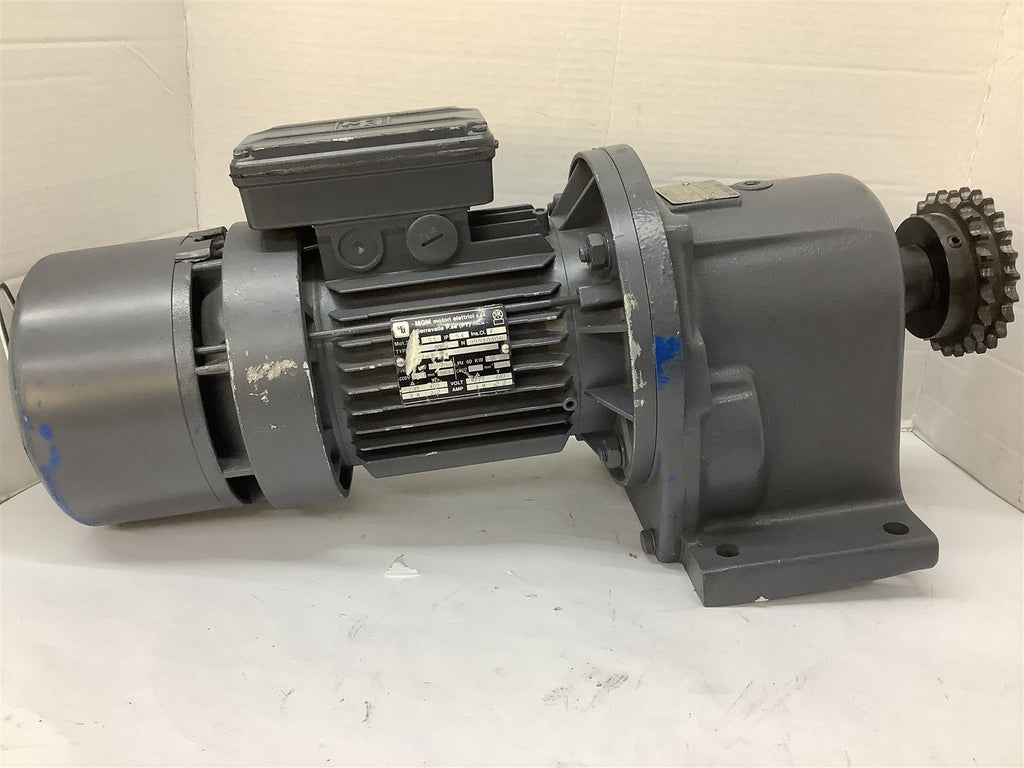 MGM 80B4 Motor 0.90 kW 277/480V 1680 RPM W/ Rossi Motoriduttori Gear Reducer