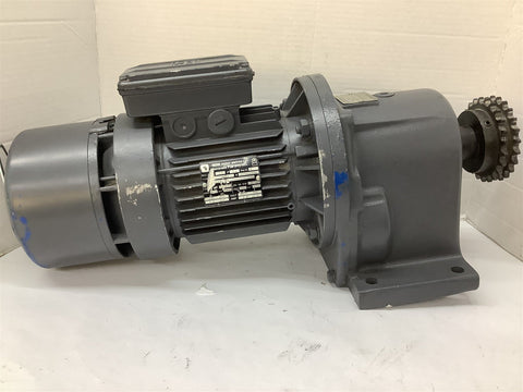 MGM 80B4 Motor 0.90 kW 277/480V 1680 RPM W/ Rossi Motoriduttori Gear Reducer
