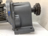MGM 80B4 Motor 0.90 kW 277/480V 1680 RPM W/ Rossi Motoriduttori Gear Reducer