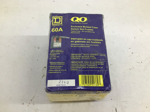 Square D QO200TR Ser G03 Enclosed Molded Case Non Fusible 60A