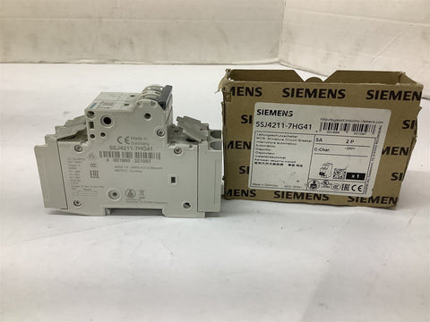 Siemens 5SJ4211-7HG41 Miniature Circuit Breaker 240V 5A 2Pole
