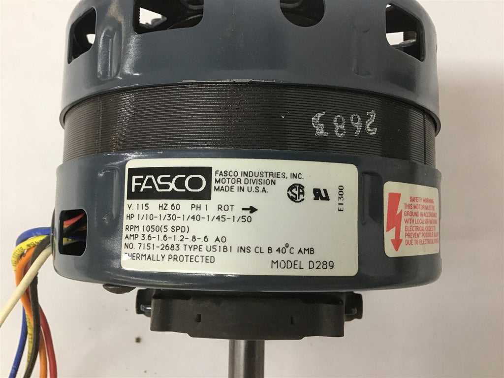 Fasco D289 Fan Coil Motor 1/10-1/30-1/40-1/45-1/50HP 115V 1050RPM 1PH 60HZ