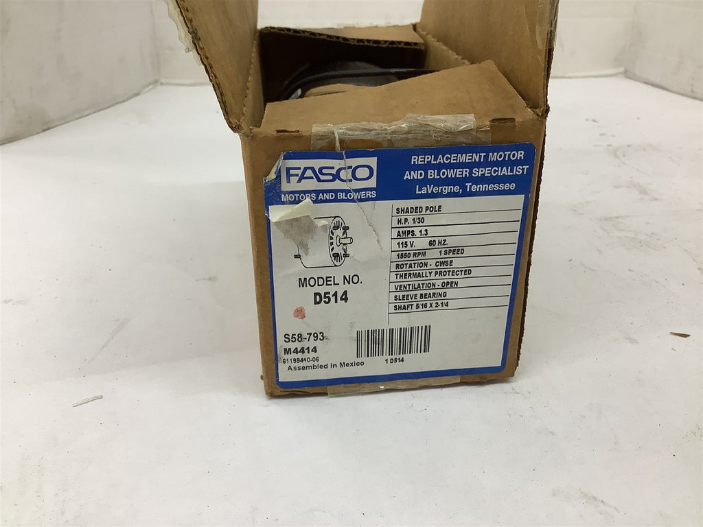 Fasco 71638064 Motor D514 115V 60HZ 1.3AMP 1550RPM 1/30HP Class B