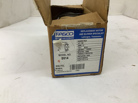 Fasco 71638064 Motor D514 115V 60HZ 1.3AMP 1550RPM 1/30HP Class B