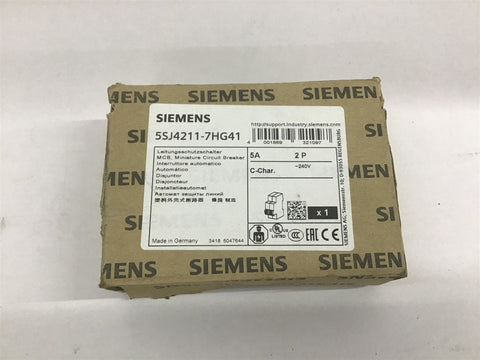 Siemens 5SJ4211-7HG41 Circuit Breaker 5A 2P