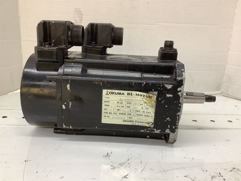 Okuma BL-MC50E-50E-20TB Motor 1KW 133V 2000RPM 8POLE 3PH 133HZ Torq 5.4 LB IN