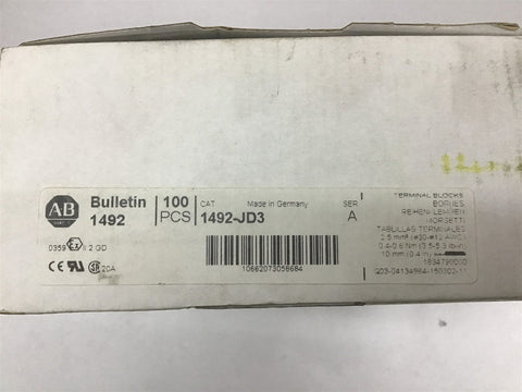 Allen-Bradley 1492-JD3 Terminal Block 1492-JD3 1 Box of 100