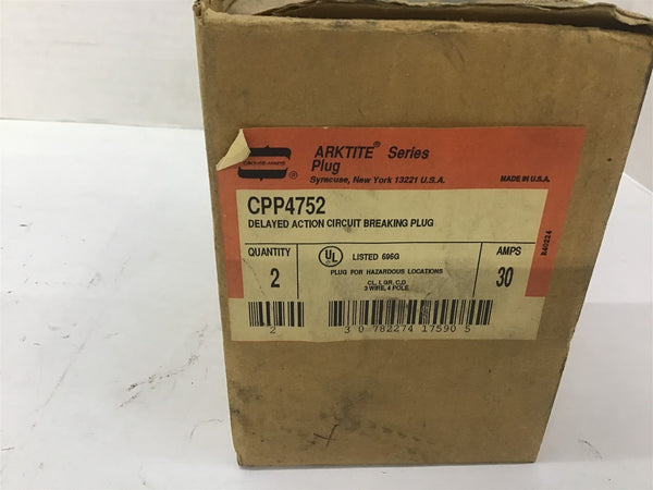Crouse-Hinds CPP4752 Delayed Action Circuit Breaking Plug 30 Amp 3 Hp ...