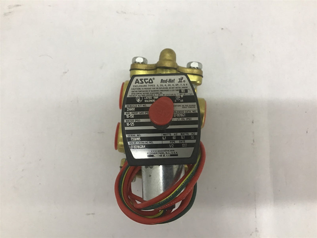Asco Redhat EF8016G1 Solenoid Valve 10-150 Psi 6.1 W 60 Hz 1/2" Pipe