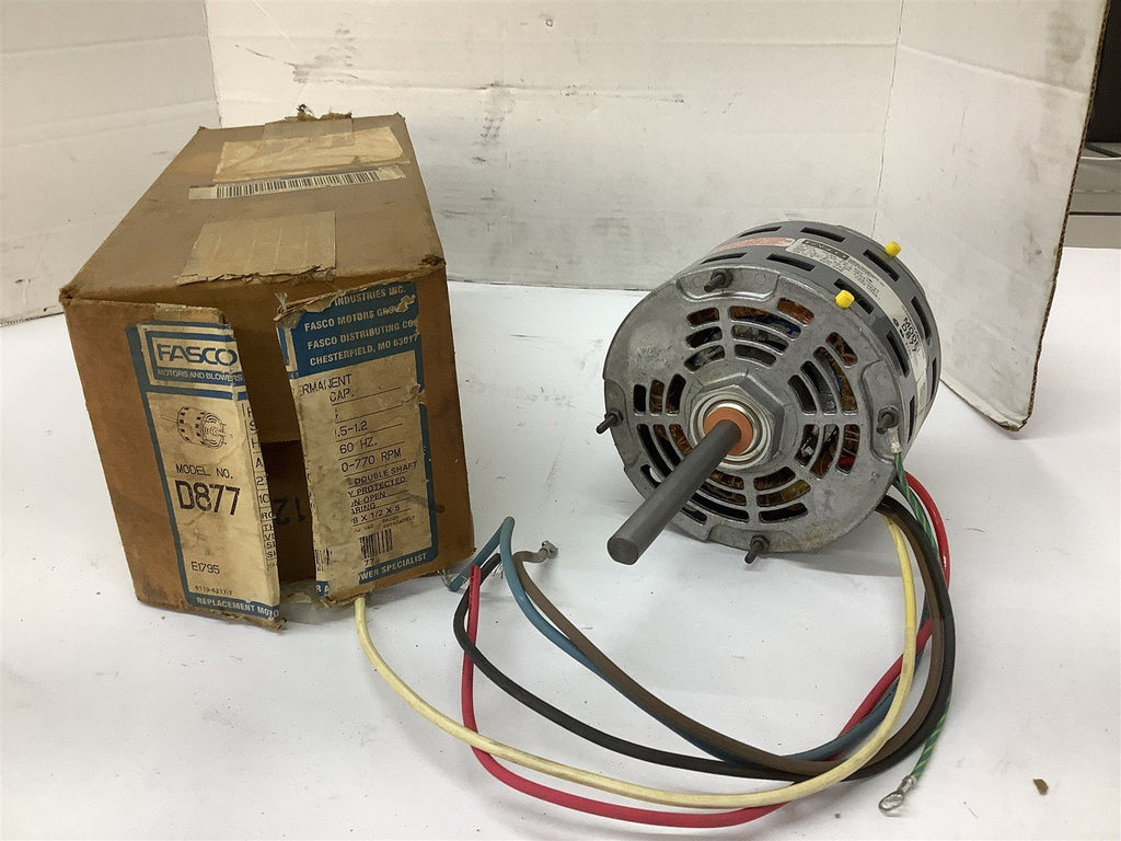 Fasco D877 AC Motor 1/4HP 277V 1000-870-770 RPM 1PH 60Hz Open ENCL Footless