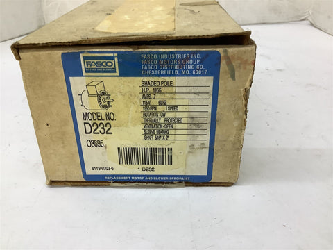 Fasco D232 AC Motor 1/65HP 115V 1800RPM 4P 60HZ Open