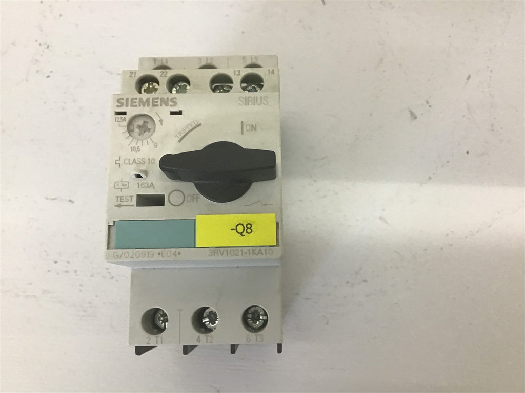 Siemens 3RV1021-GA10 Circuit Beaker 12.5 Amp 460 volt 10 Hp