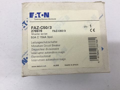 Eaton FAZ-C50/3 Miniature Circuit Breaker 50A