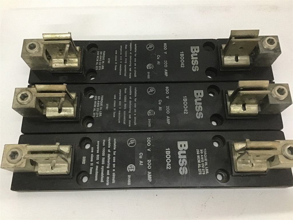 Buss 1B0042 600 V 200 AMP Fuse Block Lot Of 3