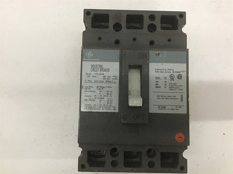 General Electric TED134125 Industrial Circuit Breaker 125 AMP 480 VAC 3 Pole