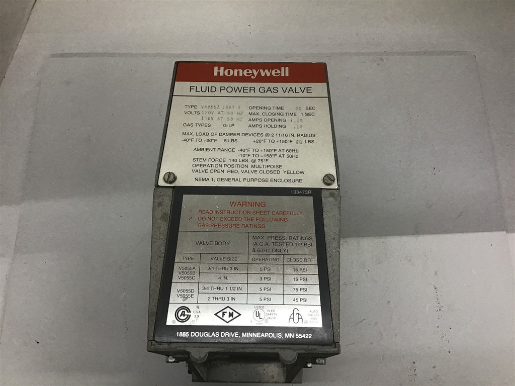 Honeywell V4055A 1007 Fluid Power Gas Valve Type 3 120V 50/60HZ