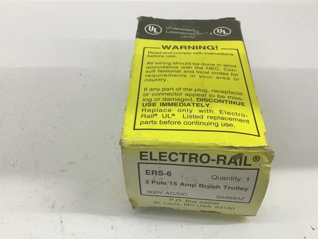 Electro-Rail ERS-6 3Pole 15AMP Brush Trolley 300V 50/60HZ