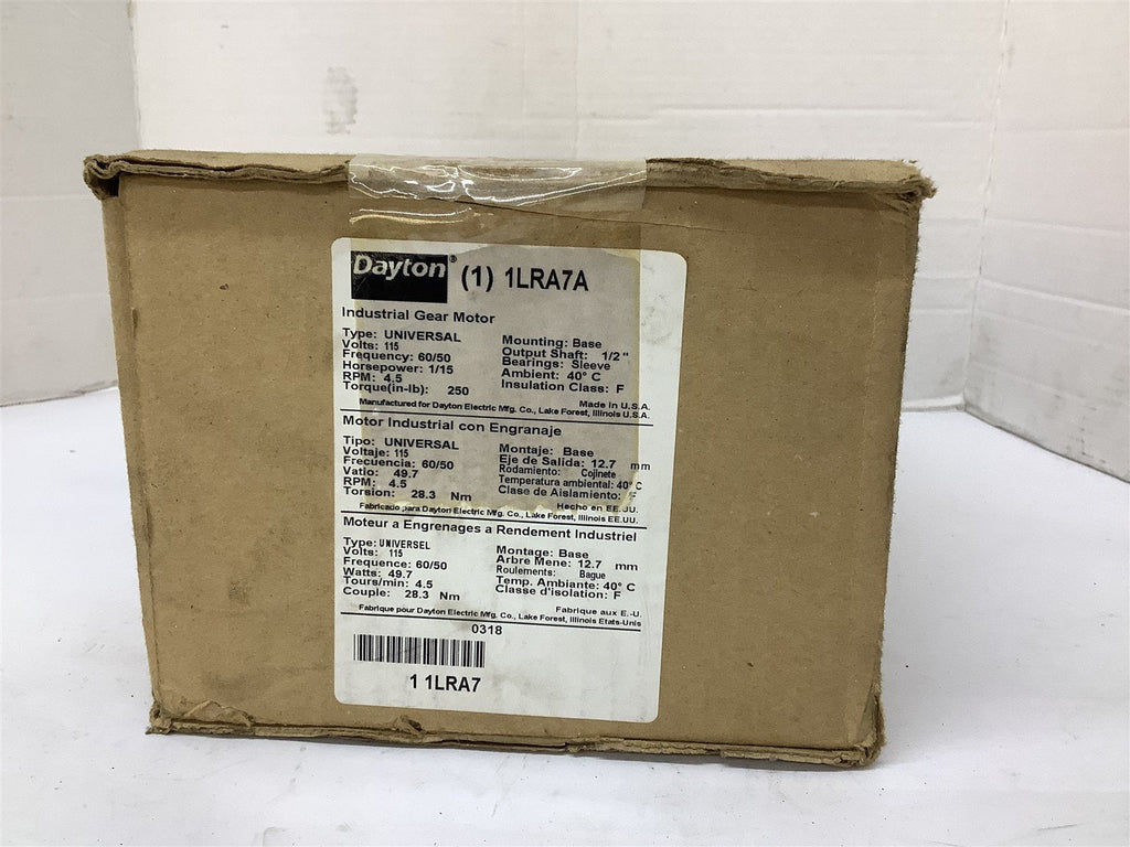 Dayton 1LRA7A AC Motor 1/15 Hp 115 V 4.5 RPM