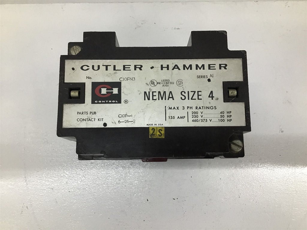 Cutler Hammer C10FN3 Nema Size 4 Starter 460 Volt 100 Hp 120 Volt coil