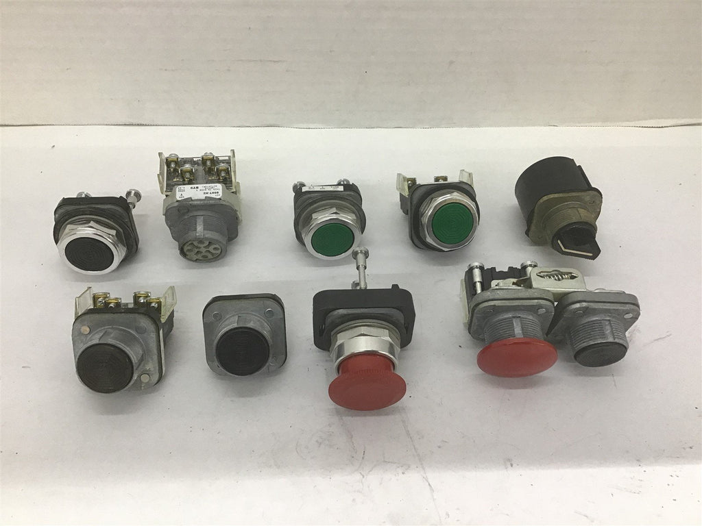 Allen Bradley Push Buttons Lot Of 9 Misc. Buttons