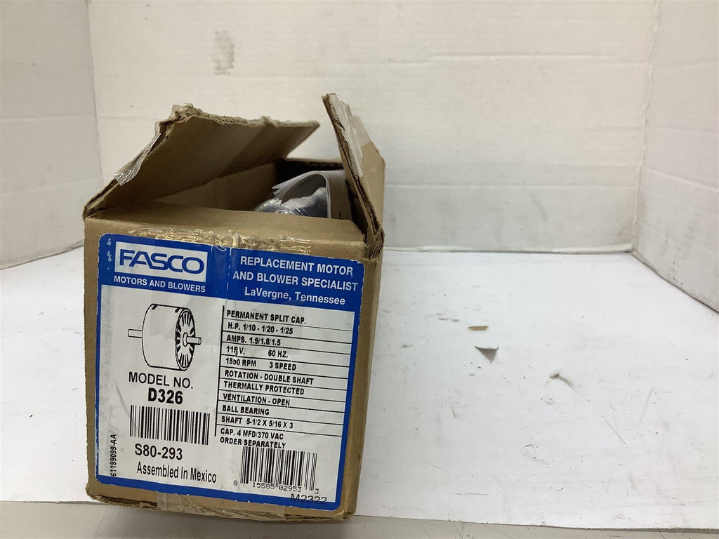 Fasco D326 1/10HP 1/20HP 1/25HP 115V 60HZ 1550RPM Open ENCL AC Replacement Motor