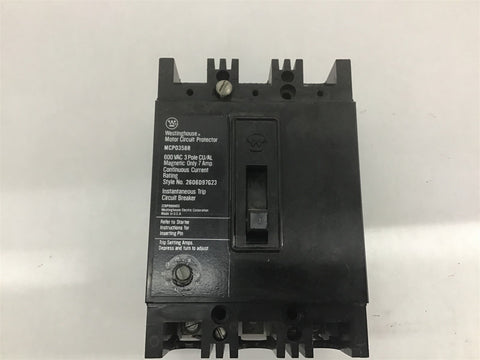 Westinghouse MCP0358RC Motor Protector 600Vac 3 Pole Circuit Breaker