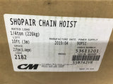 Shopair 2182 Chain Hoist 1/4 Ton 10FT LIFT 90 PSI 21 FPM