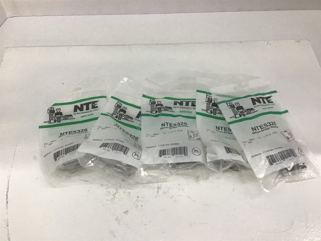 NTE Electronics NTE5326 Silicon Bridge Rectifier 600 V 25 A Lot Of 5