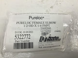 New Age Pureloc 5322772 Female Elbow 1/2 OD X 1/4 FNPT Lot Of 6