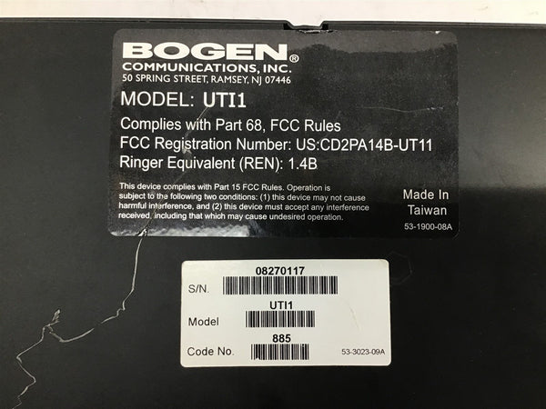 Bogen UTI1 Universal Telephone Interface Single Zone Paging System (B ...