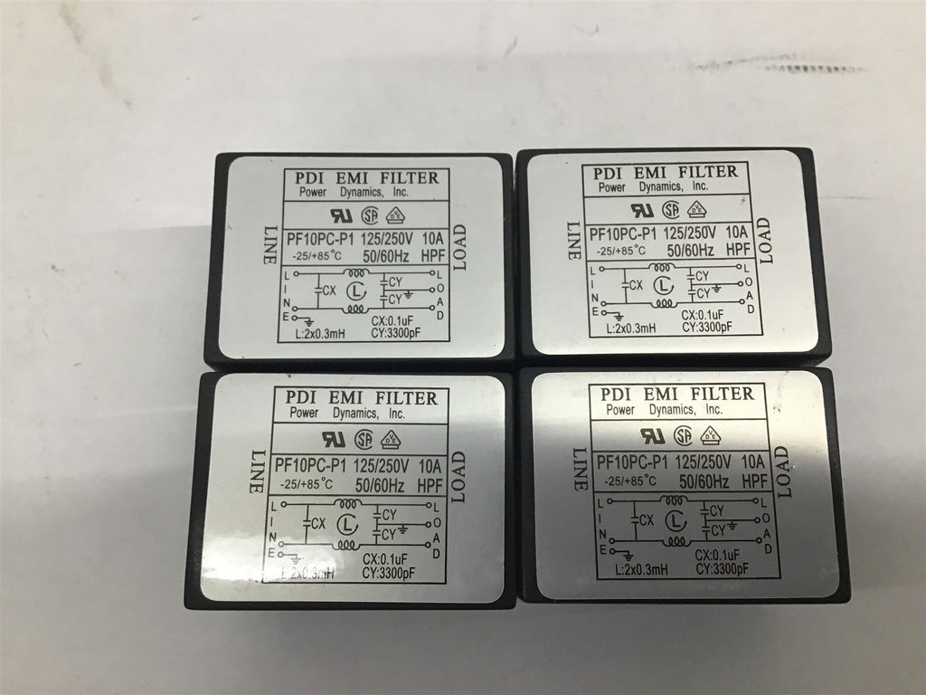 Power Dynamic PDI EMI Filter PF10PC-P1 125/250V 10A 50/60HZ (Lot Of 4)