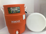 Igloo 5 Gallon Heavy Duty Beverage Cooler Seat Top Orange