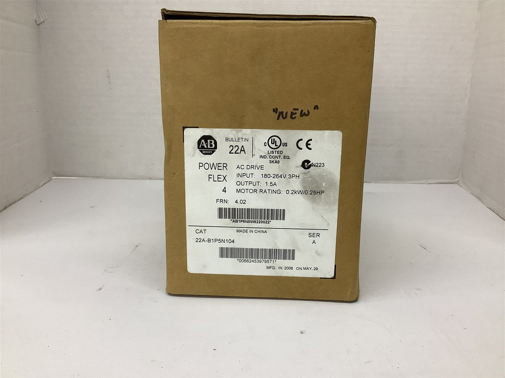 Allen Bradley 22A-B1P5N104 Drive .25 Hp 180-264 V 1.5 A 3 Ph