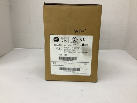 Allen Bradley 22A-B1P5N104 Drive .25 Hp 180-264 V 1.5 A 3 Ph