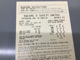 Square D H-364-N 27x16x6 600V 200 A 600 VAC Safety Switch