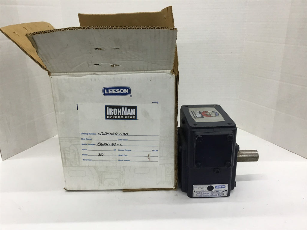 Leeson B624-30-L W6240007.00 Ratio 30 Gear Reducer 1.33 Hp