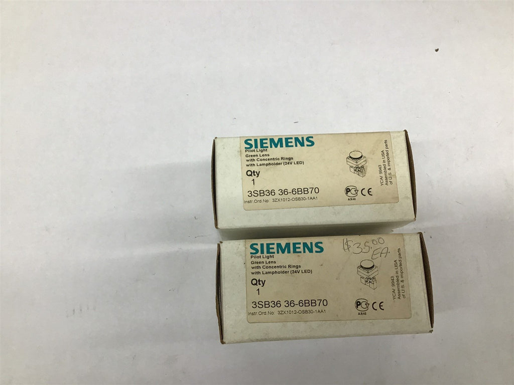 Siemens 3SB36 36-6BB70 Pilot Light Lot Of 2