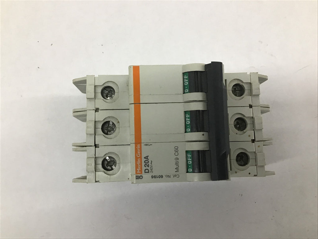 Merlin Gerin 60196 D20A 240 V Circuit Breaker 3 POle with Off Switch