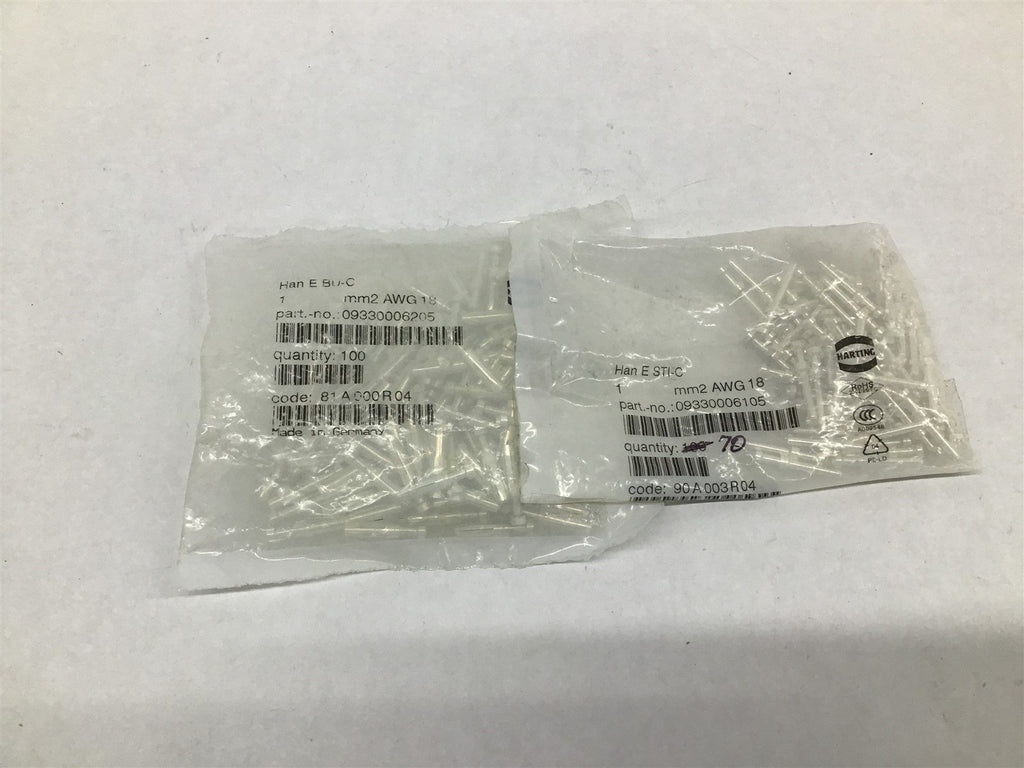 Harting Han E STI-C mm 2 AWG 18 160 Pieces Connector Contacts