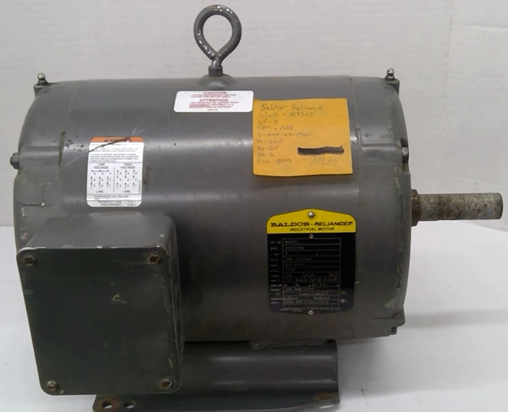 Baldor M3325 AC Motor 3 Hp 208-230/460 V 1800 Rpm 4P Fr 225 3 Ph 60 Hz OPEN