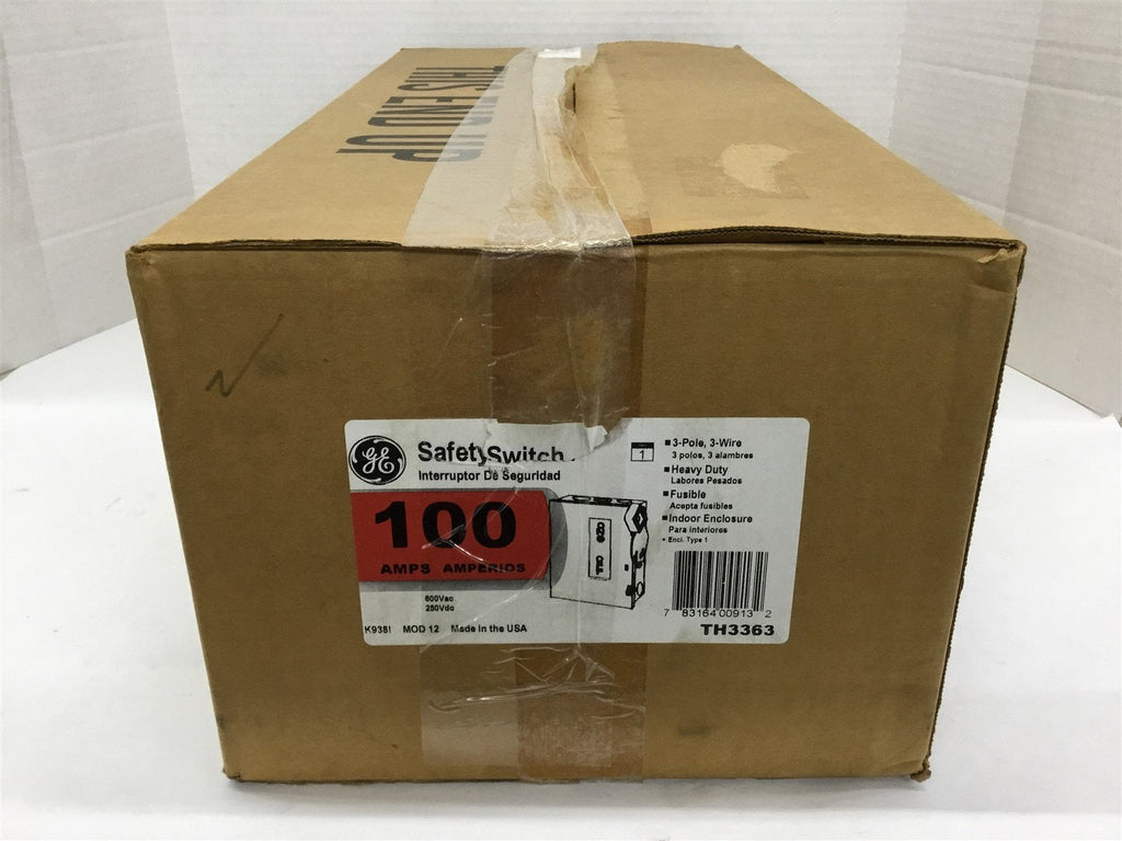 General Electric Safety Switch 100A 3 pole Heavy Duty Indoor Enclosure TH3363