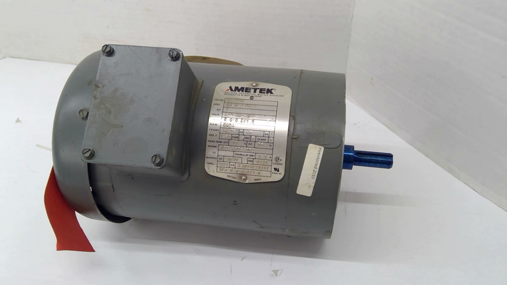 Ametek 51L438 AC Motor 1 Hp 208-230/460 V 3600 Rpm 2P Fr 143TCZ 3 Ph 60 Hz TEFC