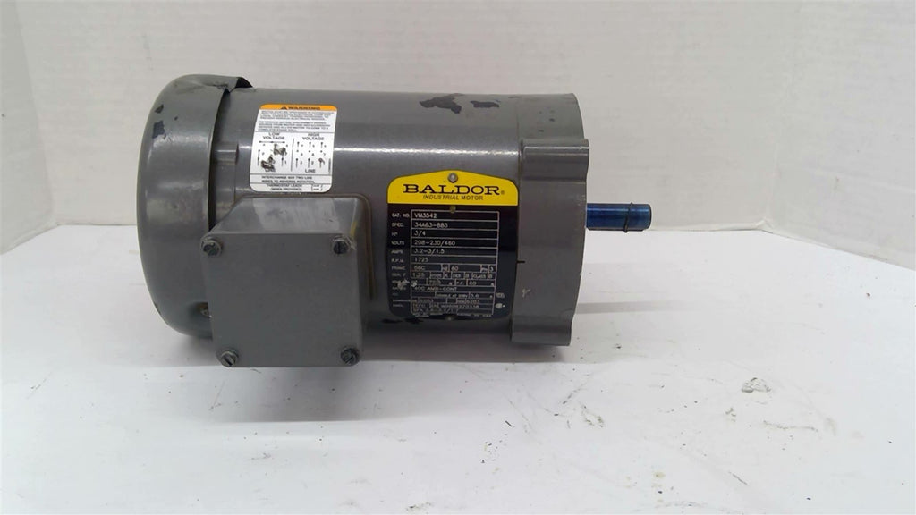 Baldor VM3542 AC Motor 3/4 Hp 208-230/460 V 1800 Rpm 4P Fr 56C 3 Ph 60 Hz TEFC
